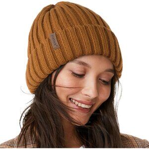 Women’s Brown Winter Fleece-Lined Chunky Knit Beanie Snow Hat Cap